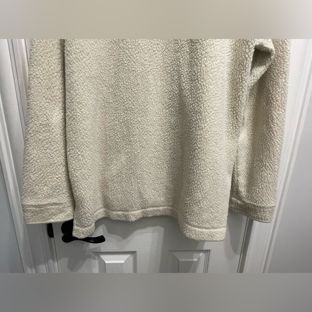 L.L. Bean Women’s Sherpa Fleece Pullover Jacket Sweater Off White Large - Picture 8 of 9